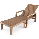 NNECW Chaise Lounge Chair with 4-Position Adjustable Backrest for Garden/Patio-Natural