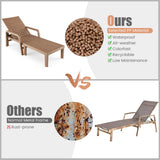 NNECW Chaise Lounge Chair with 4-Position Adjustable Backrest for Garden/Patio-Natural