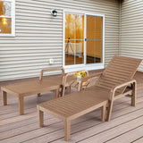 NNECW Chaise Lounge Chair with 4-Position Adjustable Backrest for Garden/Patio-Natural