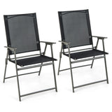 NNECW 2 Pieces Patio Folding Chairs with Rustproof Metal Frame for Garden/Camping