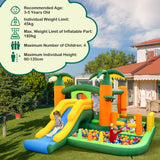 NNECW 8-in-1 Inflatable Bounce House with Basketball Rim & Ocean Balls with Blower