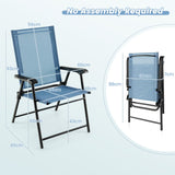 NNECW 2-Piece Patio Folding Chairs with Weather-resistant Fabric for Garden