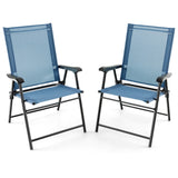 NNECW 2-Piece Patio Folding Chairs with Weather-resistant Fabric for Garden
