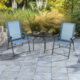 NNECW 2-Piece Patio Folding Chairs with Weather-resistant Fabric for Garden