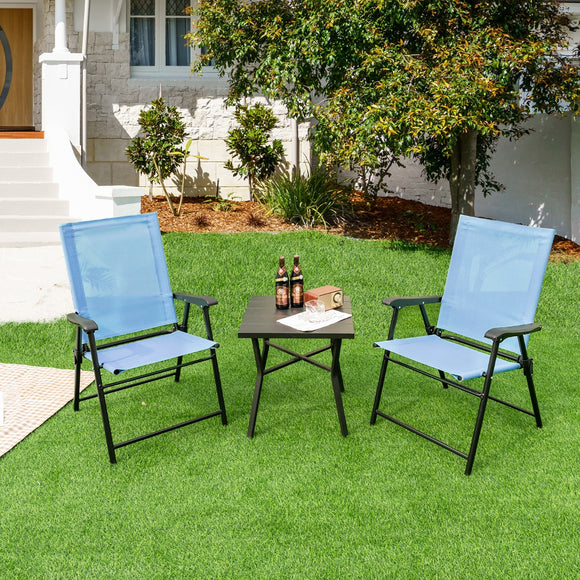 NNECW 2-Piece Patio Folding Chairs with Weather-resistant Fabric for Garden