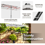NNECW Double-Sized Patio Umbrella with Crank Handle for Poolside-Beige