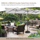 NNECW Double-Sized Patio Umbrella with Crank Handle for Poolside-Beige