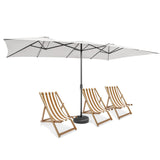 NNECW Double-Sized Patio Umbrella with Crank Handle for Poolside-Beige