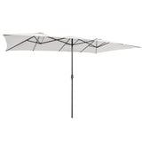 NNECW Double-Sized Patio Umbrella with Crank Handle for Poolside-Beige