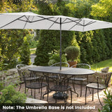 NNECW Double-Sized Patio Umbrella with Crank Handle for Poolside-Beige