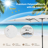 NNECW Double-Sized Patio Umbrella with Crank Handle for Poolside-Beige
