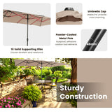 NNECW Double-Sized Patio Umbrella with Crank Handle for Poolside-Coffee