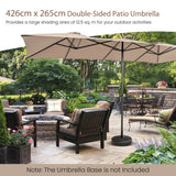 NNECW Double-Sized Patio Umbrella with Crank Handle for Poolside-Coffee