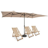 NNECW Double-Sized Patio Umbrella with Crank Handle for Poolside-Coffee