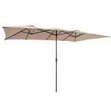 NNECW Double-Sized Patio Umbrella with Crank Handle for Poolside-Coffee