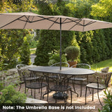 NNECW Double-Sized Patio Umbrella with Crank Handle for Poolside-Coffee