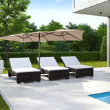 NNECW Double-Sized Patio Umbrella with Crank Handle for Poolside-Coffee