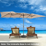 NNECW Double-Sized Patio Umbrella with Crank Handle for Poolside-Coffee