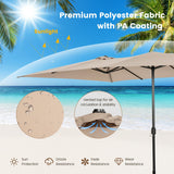 NNECW Double-Sized Patio Umbrella with Crank Handle for Poolside-Coffee