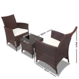 NNEDSZ 3 Piece Rattan Outdoor Furniture Set - Brown