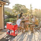 NNECW 76L Portable Outdoor Rolling Cooler with Shelf for Party & BBQ