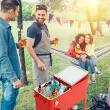 NNECW 76L Portable Outdoor Rolling Cooler with Shelf for Party & BBQ