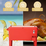 NNECW 76L Portable Outdoor Rolling Cooler with Shelf for Party & BBQ