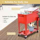 NNECW 76L Portable Outdoor Rolling Cooler with Shelf for Party & BBQ