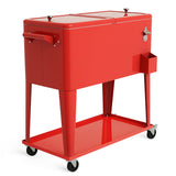 NNECW 76L Portable Outdoor Rolling Cooler with Shelf for Party & BBQ