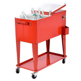 NNECW 76L Portable Outdoor Rolling Cooler with Shelf for Party & BBQ