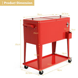 NNECW 76L Portable Outdoor Rolling Cooler with Shelf for Party & BBQ