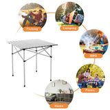 NNECW Portable Camping Table with Aluminum Roll Up Tabletop for Outdoor Cooking & Travel