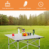 NNECW Portable Camping Table with Aluminum Roll Up Tabletop for Outdoor Cooking & Travel