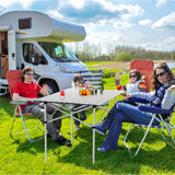 NNECW Portable Camping Table with Aluminum Roll Up Tabletop for Outdoor Cooking & Travel