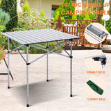 NNECW Portable Camping Table with Aluminum Roll Up Tabletop for Outdoor Cooking & Travel