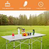 NNECW Folding Portable Camping Table with Aluminum Roll Up Tabletop for Outdoor Cooking & Backpacking