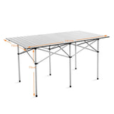 NNECW Folding Portable Camping Table with Aluminum Roll Up Tabletop for Outdoor Cooking & Backpacking