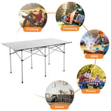NNECW Folding Portable Camping Table with Aluminum Roll Up Tabletop for Outdoor Cooking & Backpacking