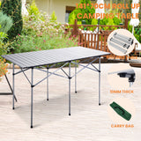 NNECW Folding Portable Camping Table with Aluminum Roll Up Tabletop for Outdoor Cooking & Backpacking