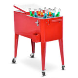 NNECW 76L Portable Cooler Cart with Wheels & Bottle Opener for Outdoor