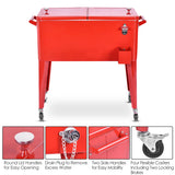 NNECW 76L Portable Cooler Cart with Wheels & Bottle Opener for Outdoor