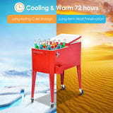 NNECW 76L Portable Cooler Cart with Wheels & Bottle Opener for Outdoor