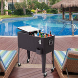 NNECW 76L Portable Rattan Rolling Cooler Cart for Patio & Beach