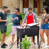 NNECW 76L Portable Rattan Rolling Cooler Cart for Patio & Beach
