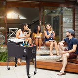 NNECW 76L Portable Rattan Rolling Cooler Cart for Patio & Beach
