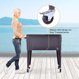 NNECW 76L Portable Rattan Rolling Cooler Cart for Patio & Beach