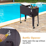 NNECW 76L Portable Rattan Rolling Cooler Cart for Patio & Beach