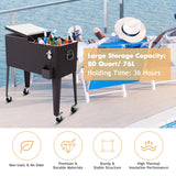 NNECW 76L Portable Rattan Rolling Cooler Cart for Patio & Beach