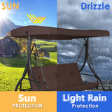 NNECW 3-Person Convertible Canopy Swing with 3 Comfortable Cushion Seats for Garden & Balcony Brown