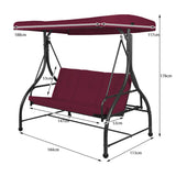 NNECW 3-Person Convertible Canopy Swing with 3 Comfortable Cushion Seats for Garden & Balcony Red